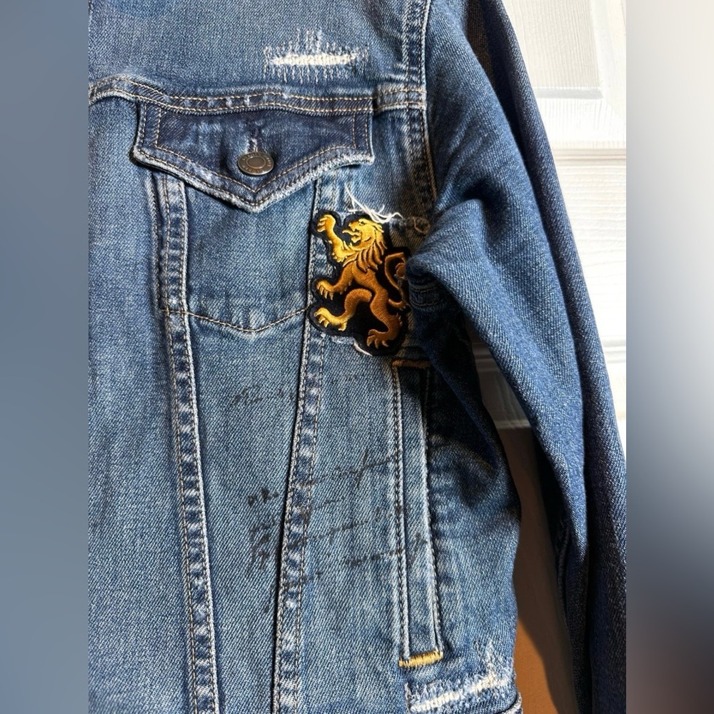 Lauren Womens Ralph Lauren Navy Pocketed Distressed Patchwork Boxy
Button Up Den - Picture 4 of 10